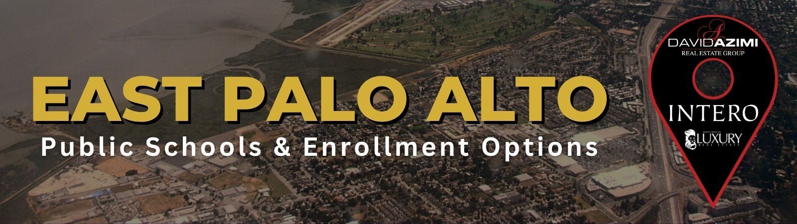 East Palo Alto banner with slogan “Teaching. Growing. Investing.” and Inteko logo on dark textured background