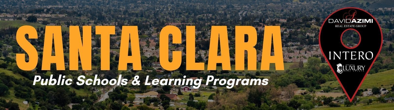 Santa Clara banner with skyline, “Learning for the Future,” and a red Intero pin icon