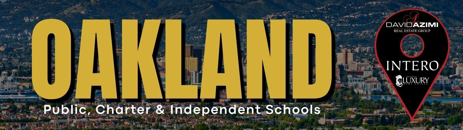 Oakland schools at the forefront banner with city skyline and Interco logo