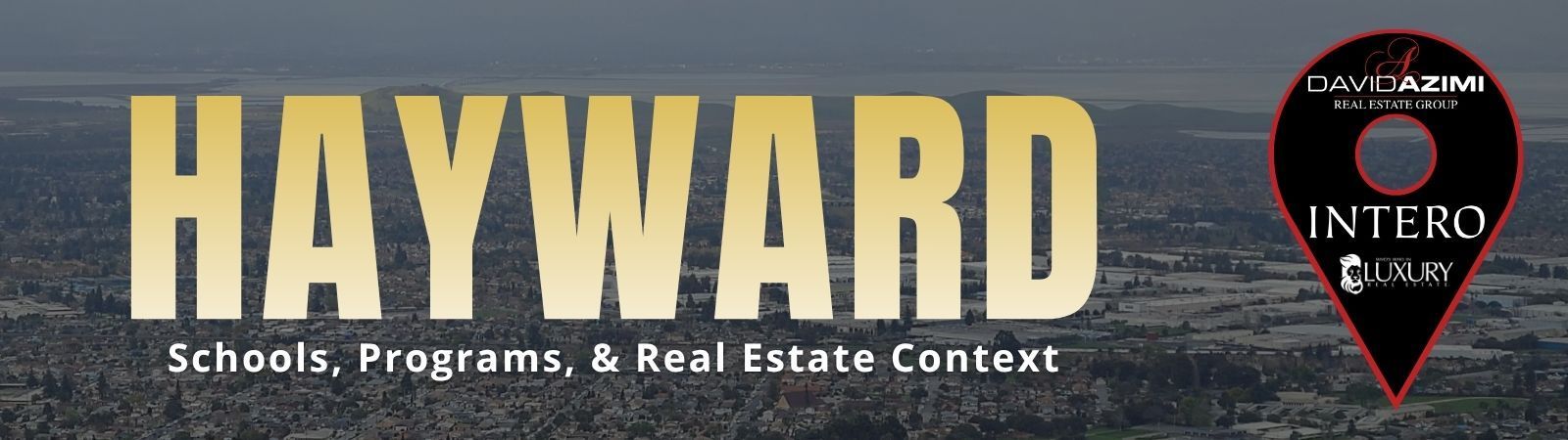 HAYWARD logo over a cityscape with the tagline “Education as a Cornerstone” and an Interco badge on the right