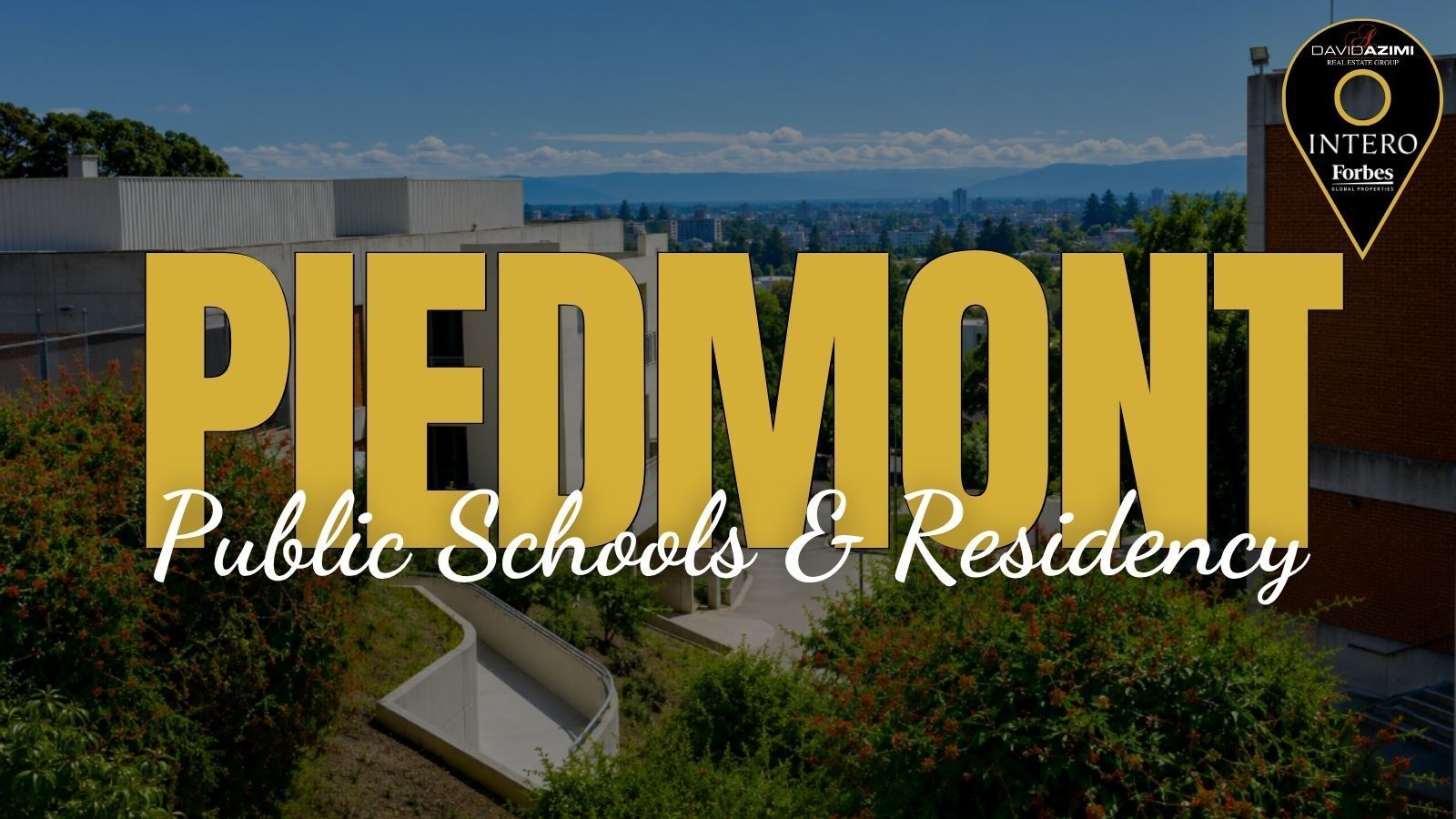 Piedmont residential streets near public schools, parks, civic facilities, and East Bay road access