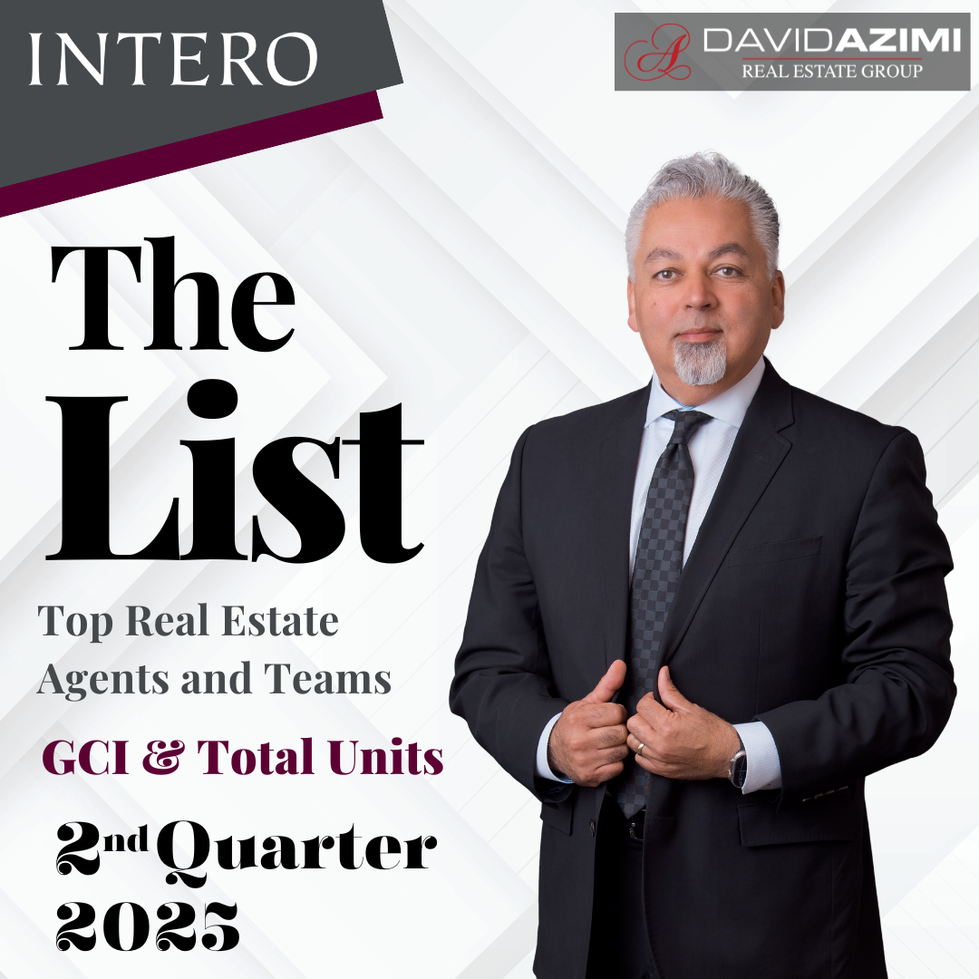 Promotional cover for Intero’s The List, highlighting top real estate agents and teams, with David Azimi portrait.
