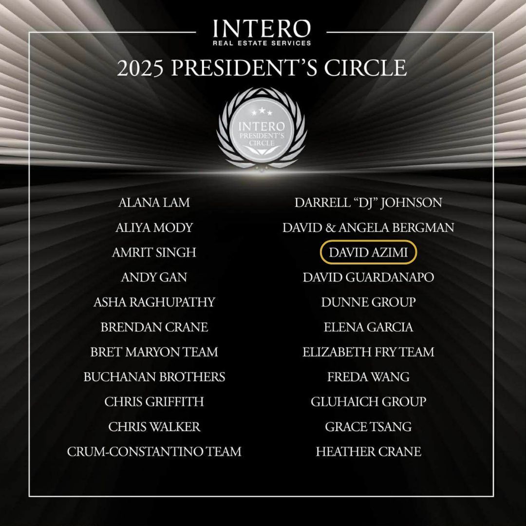 Intero 2025 President’s Circle award graphic with silver emblem and recipient names on black background