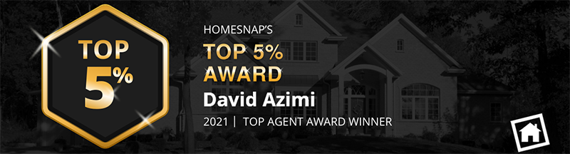 Top 5% award banner for David Azimi, with gold hexagon badge on a dark background.