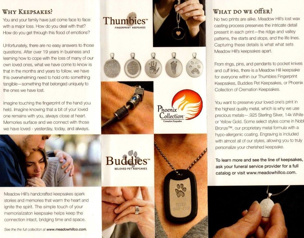 Jewelry brochure collage showing necklaces, bracelets, and pendant designs in warm brown tones