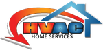 HVAC Home Services logo with red, orange and blue house-shaped swoosh design