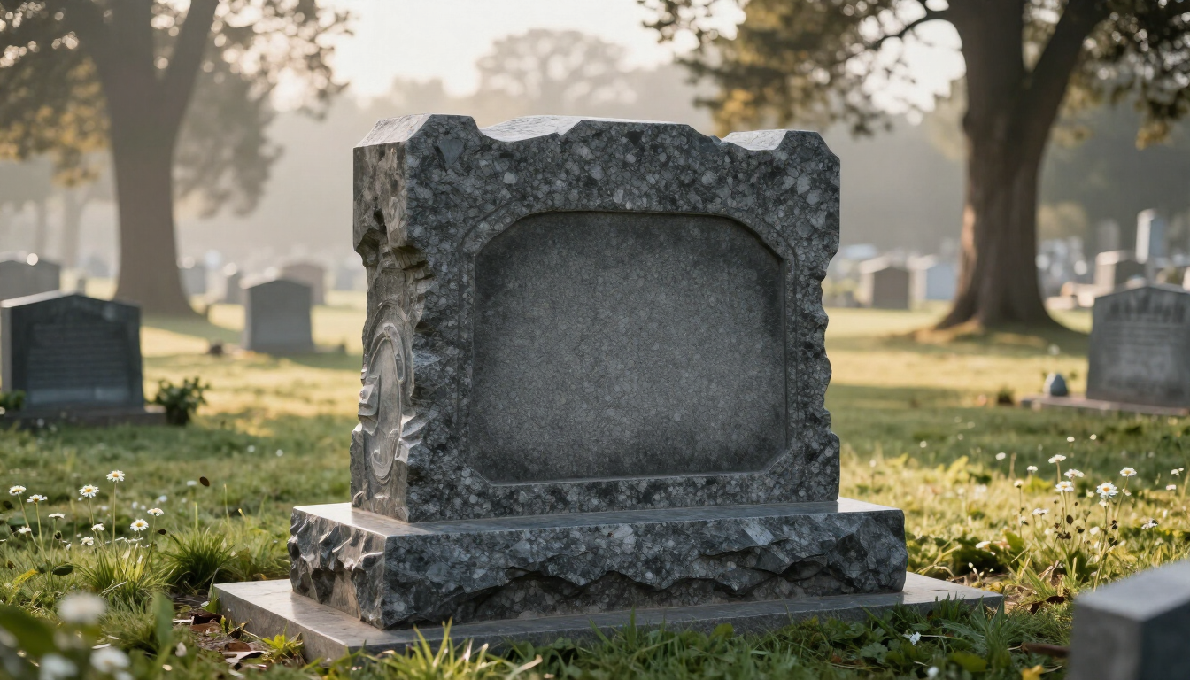 Restored family monument with clean granite surfaces and renewed stone details.