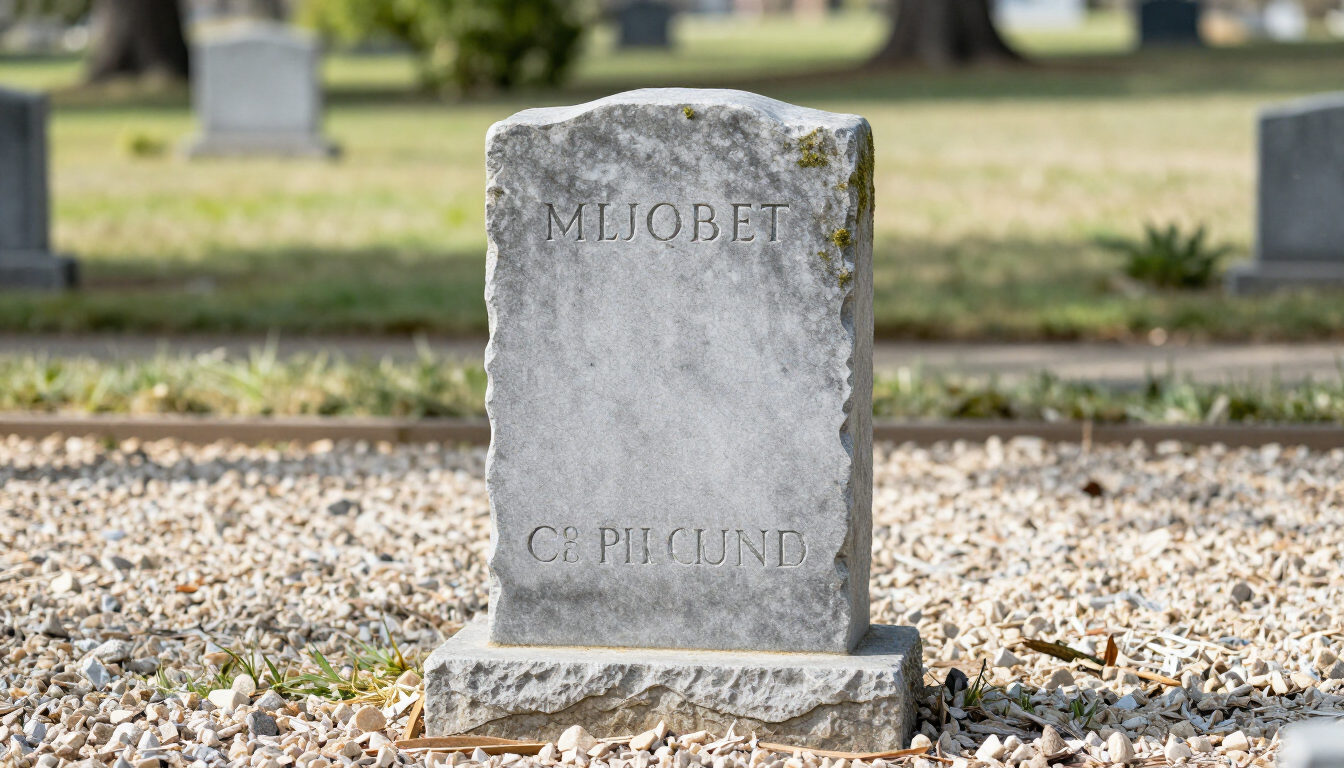 Cleaned memorial marker maintained in a respectful cemetery setting.