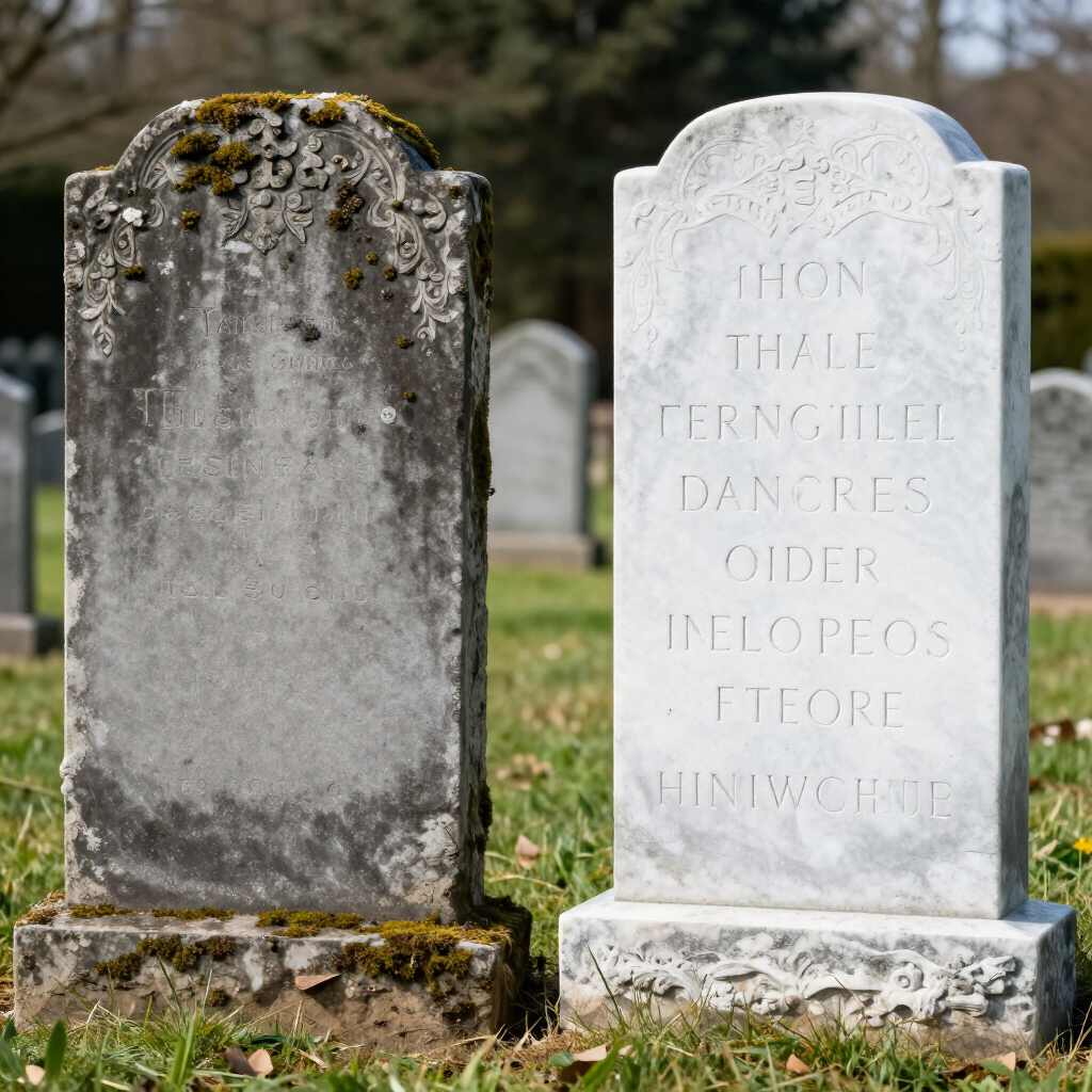 A monument restored from weathered stone to a clean, dignified finish.