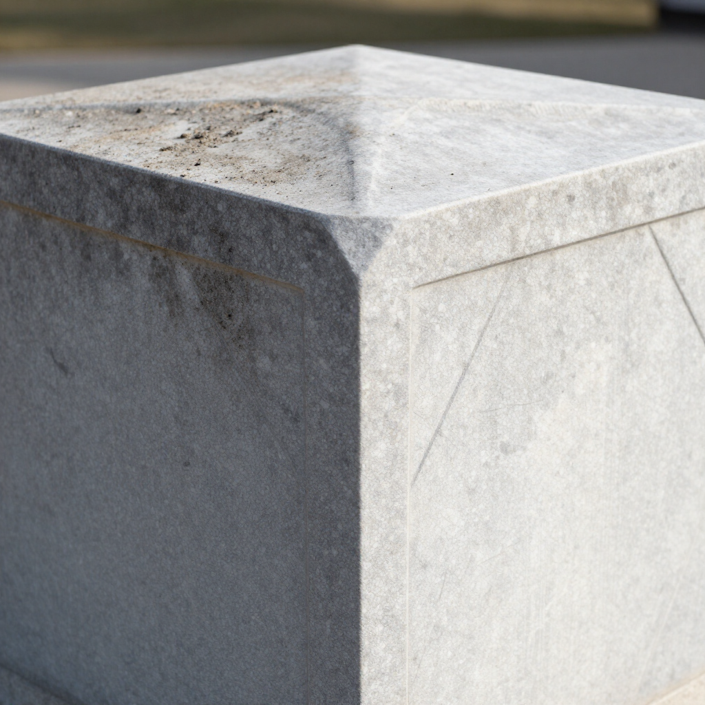 Stone surface care on a memorial monument with precise, respectful cleaning.