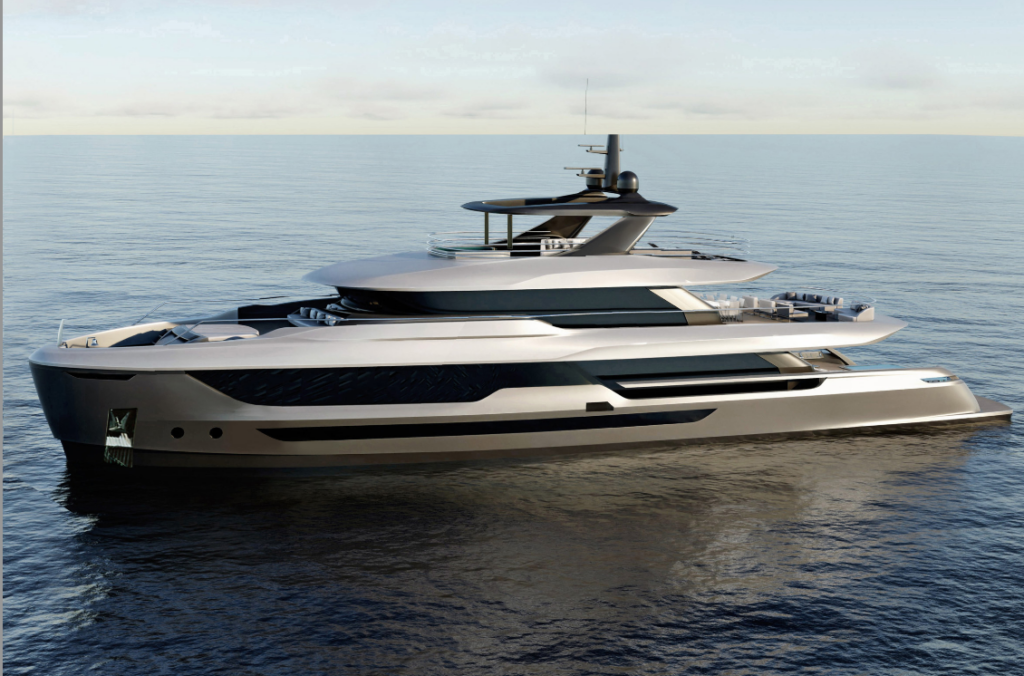 A boat is floating on top of a body of water.