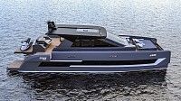 A large boat is floating on top of a body of water.
