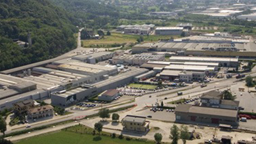 An aerial view of a large industrial area with lots of buildings