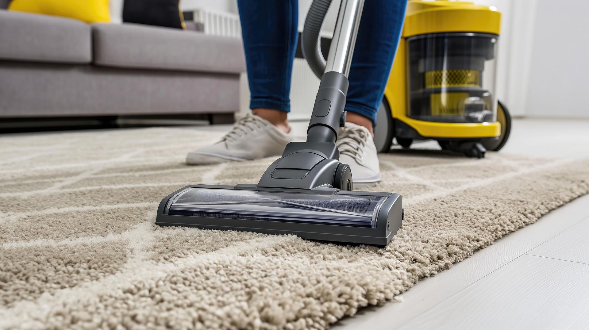 Cleaning a Carpet with Vacuum Cleaner