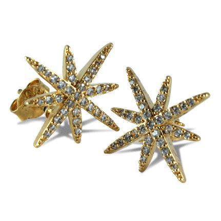 Aros figura de estrella bañado en oro de 18k