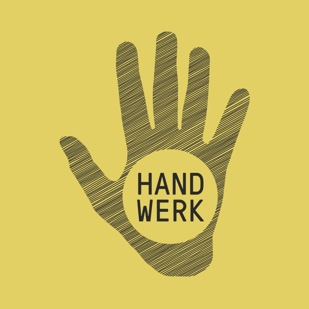 Eine Hand mit dem Wort Handwerk darauf