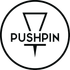 Logo of a black circle with a pushpin inside
