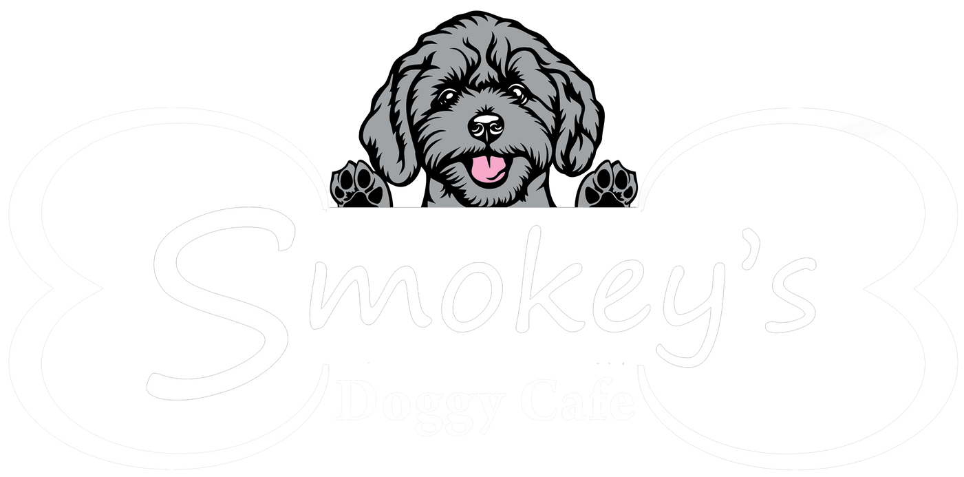 Logo for Smokey’s Doggy Cafe in Keyport featuring cartoon dog
