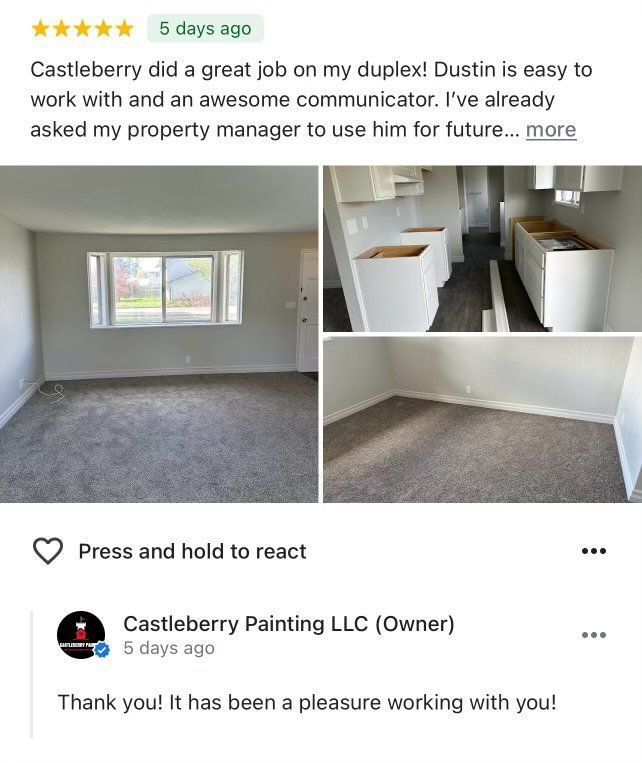 Castleberry did a great job on my duplex ! dustin is easy to work with and an awesome communicator.