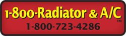 Logo for 1-800-Radiator & A/C, with a red background, yellow text, and phone number 1-800-723-4286.