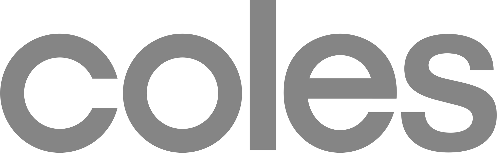 A close up of a coles logo on a white background.
