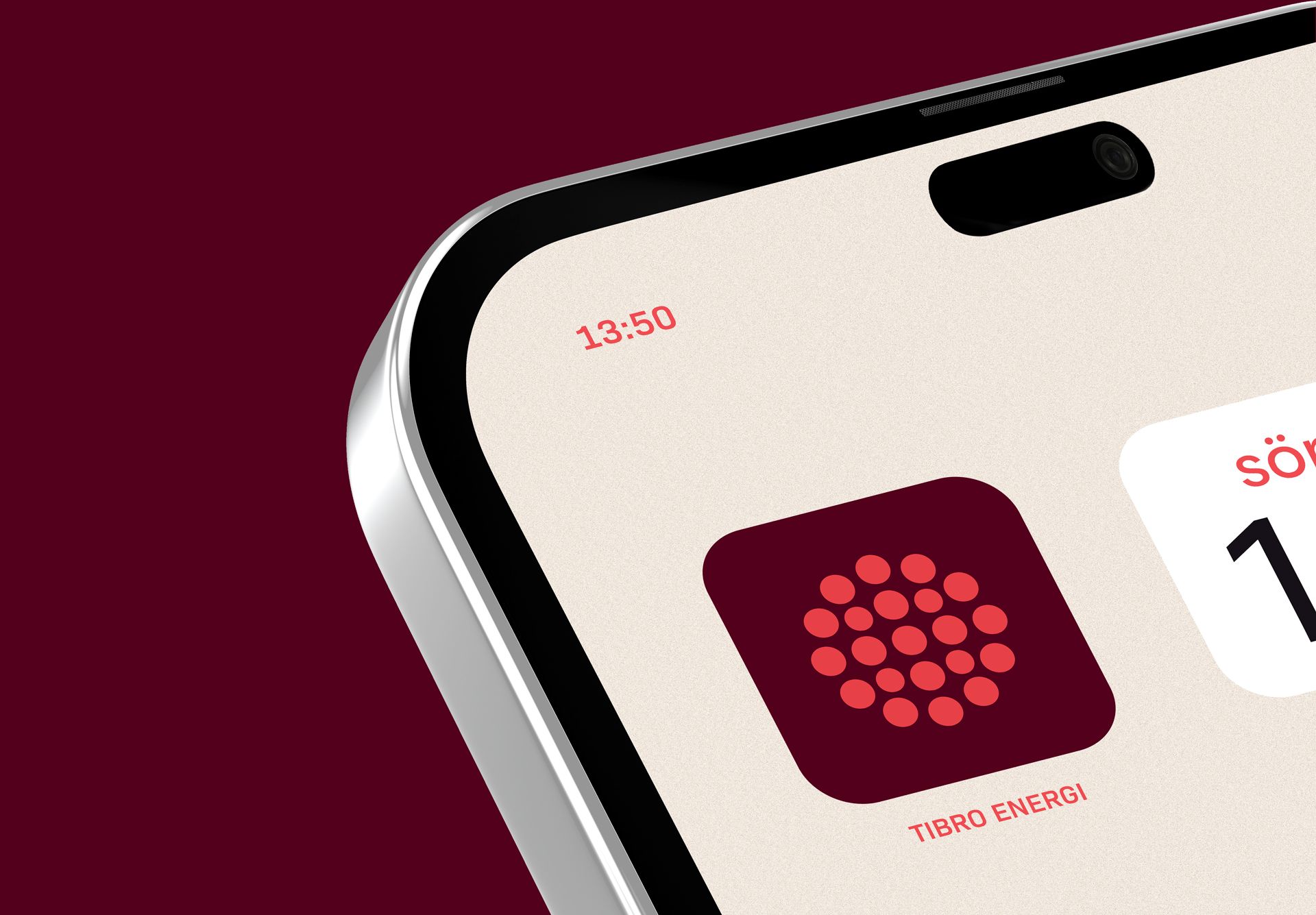 Närbild på app-ikon på mobiltelefon till Tibro Energi.