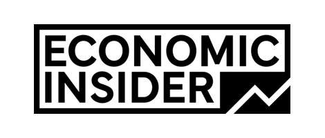 The economic insider logo is black and white with a arrow.