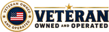 Veteran Owned and Operated logo with U.S. flag emblem in red, white, and blue