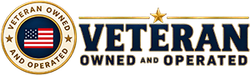 Veteran Owned and Operated logo with U.S. flag emblem in red, white, and blue