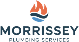 Morrissey Plumbing Services logo with orange flame and blue wave icon above the company name