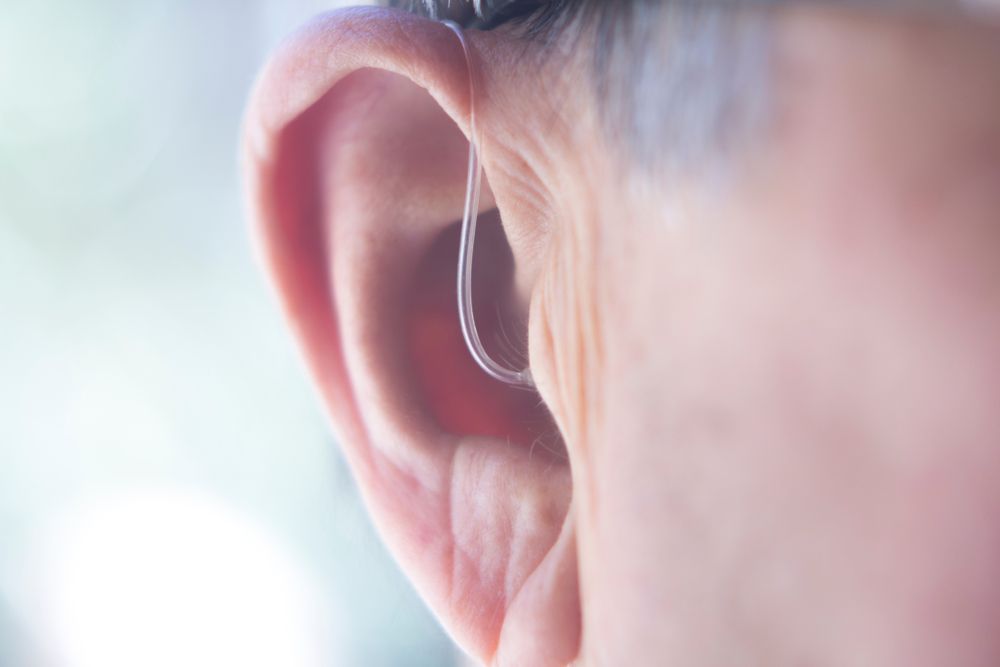 A Close Up Of A Person 's Ear With A Hearing Aid — HealthPoint Mingara In Tumbi Umbi, NSW
