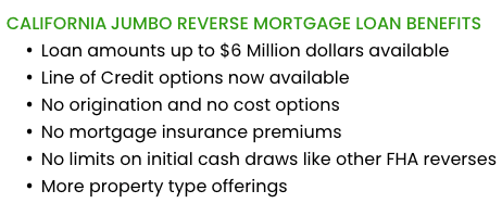 jumbo reverse mortgage loan benefits in Laguna Beach California