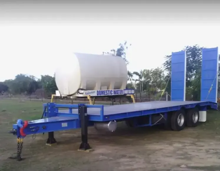 Blue Water Tanker Trailer With a White Tank — Rainman Domestic Water In Avoca, QLD