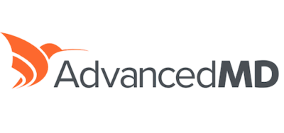 The AdvancedMD logo, featuring a stylized orange hummingbird icon to the left of the text