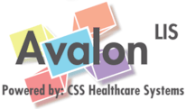 Logo for Avalon LIS, powered by CSS Healthcare Systems, featuring colorful, stacked rectangular shapes.