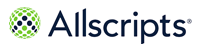 Allscripts logo: A stylized green and dark blue globe icon next to the word