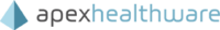 The logo for ApexHealthware features a blue 3D pyramid icon next to the company name in grey and light blue text.