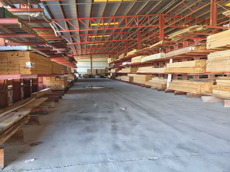 Frost Lumber Co Inc lumber yard interior, Thibodaux Louisiana