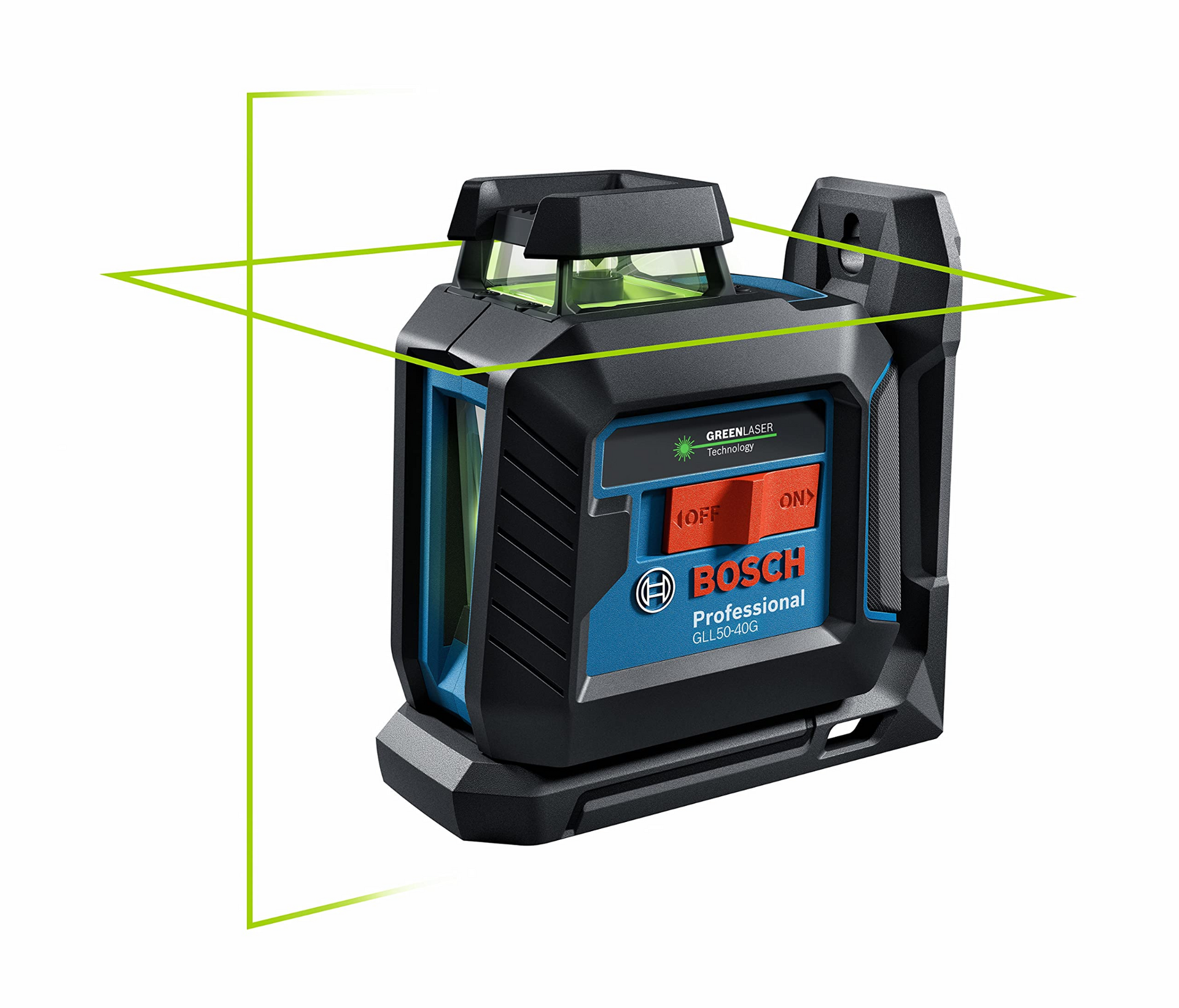 A bosch green line laser is shown on a white background.