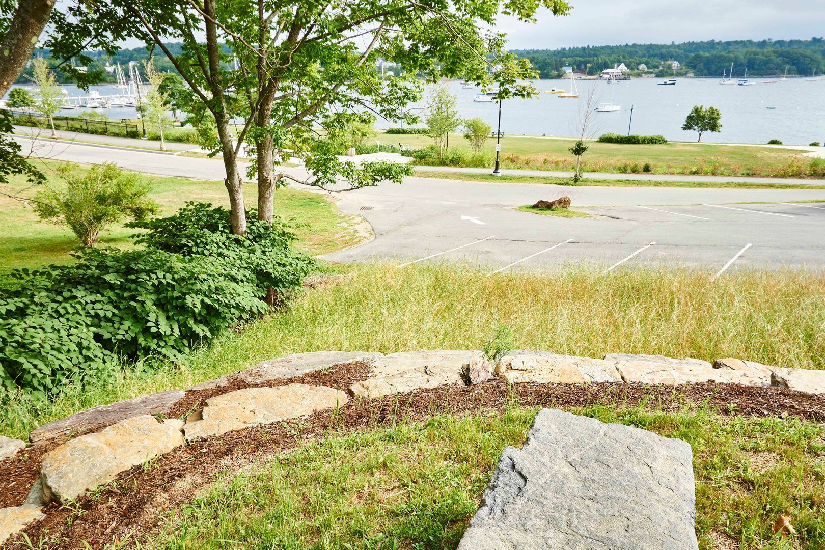 Whitecap Builders completed hardscaping and grading work near the shoreline in Bayside, Maine.