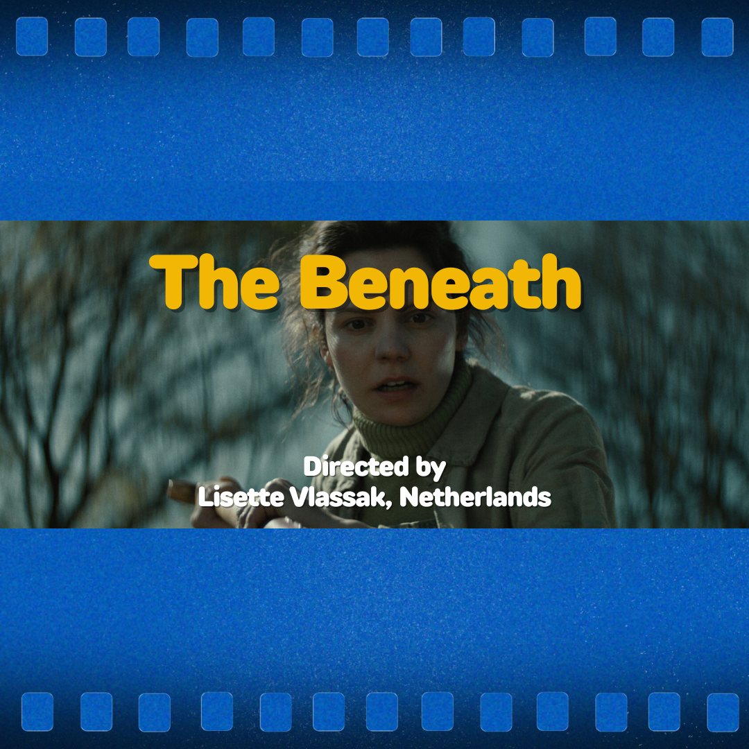 Title card reading “The Beneath” over a winter scene, with “Directed by Lisette Vlassak, Netherlands” below