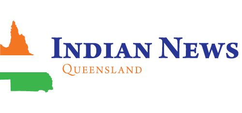Indian News Queensland logo with orange and green map of India and Queensland silhouette