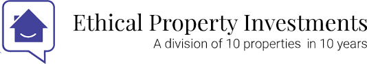 Ethical Property Investments logo with a blue house icon and gray tagline “A division of 10 properties in 10 years”