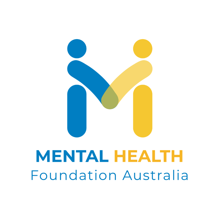 Mental Health Foundation Australia logo with blue and yellow figures forming an M