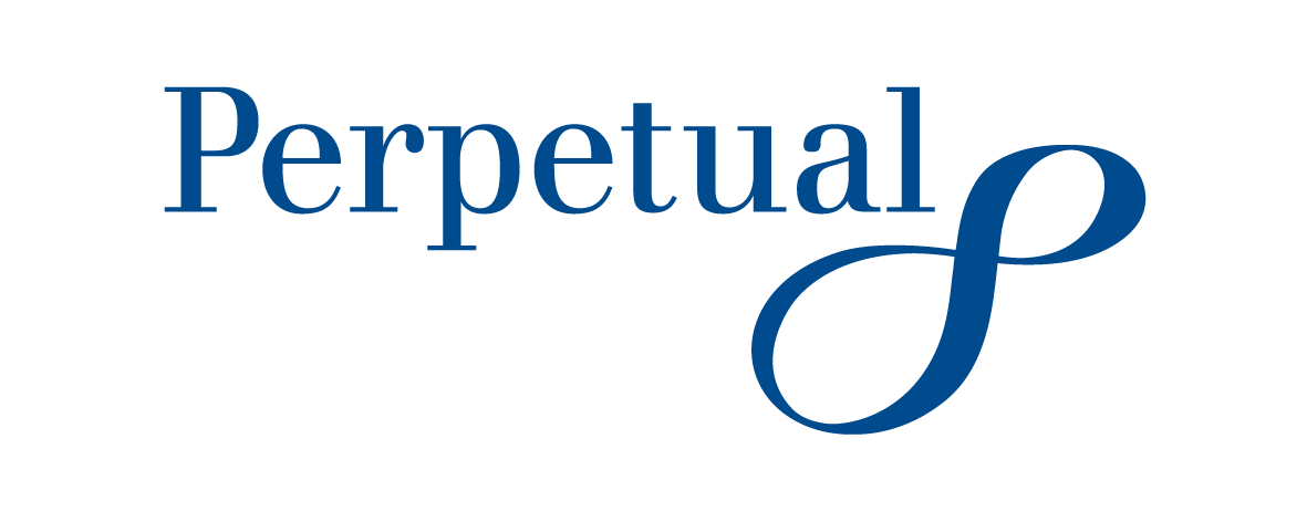 Perpetual logo in blue serif text with a stylized lowercase p