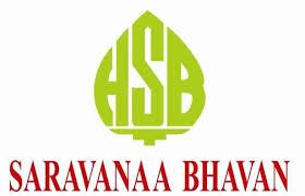 Saravanaa Bhavan logo with green HSB emblem above red restaurant name text