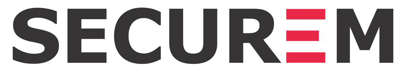 SECUREM logo with black and gray text and a red stylized E