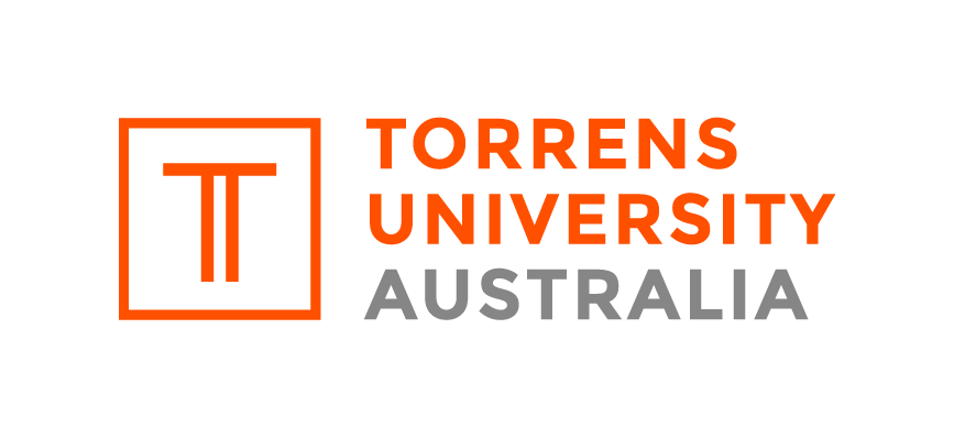Torrens University Australia logo in orange and gray with a stylized TT icon