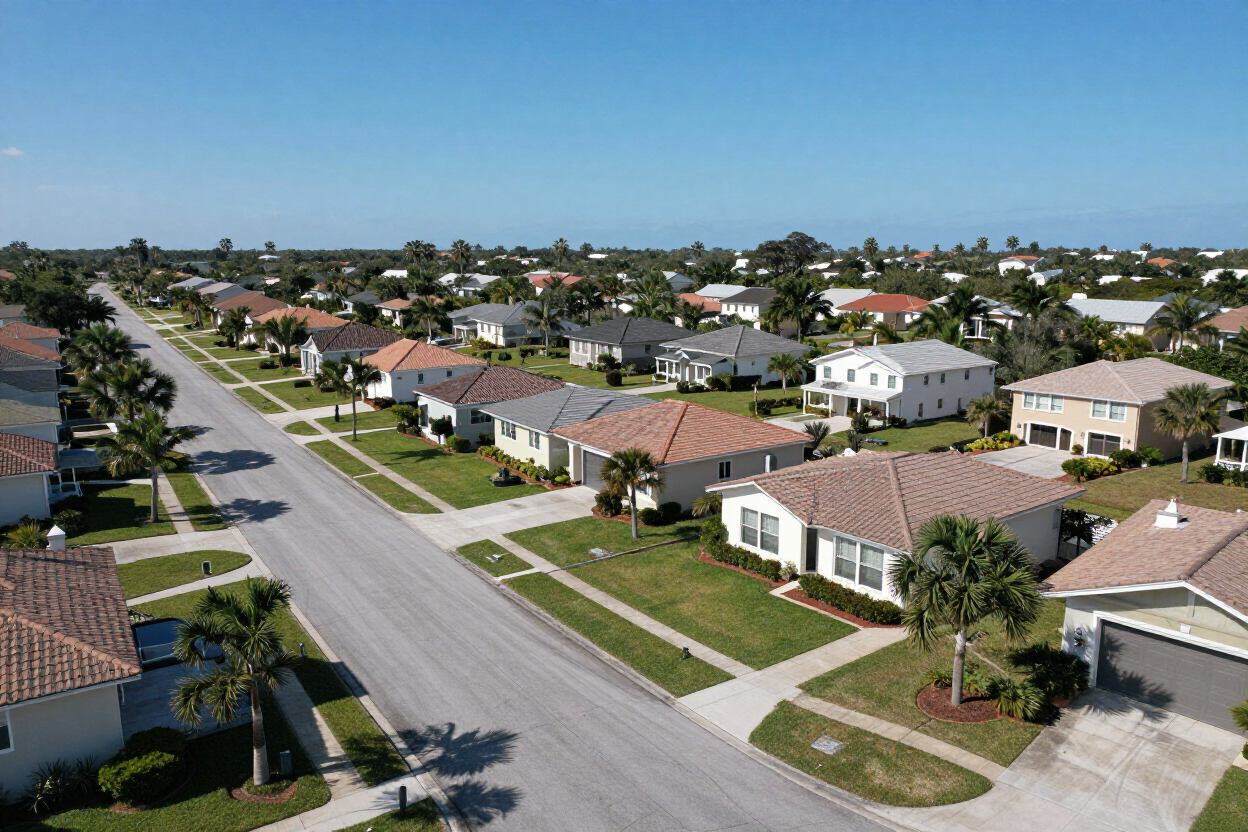 Aerial view of Florida residential neighborhood