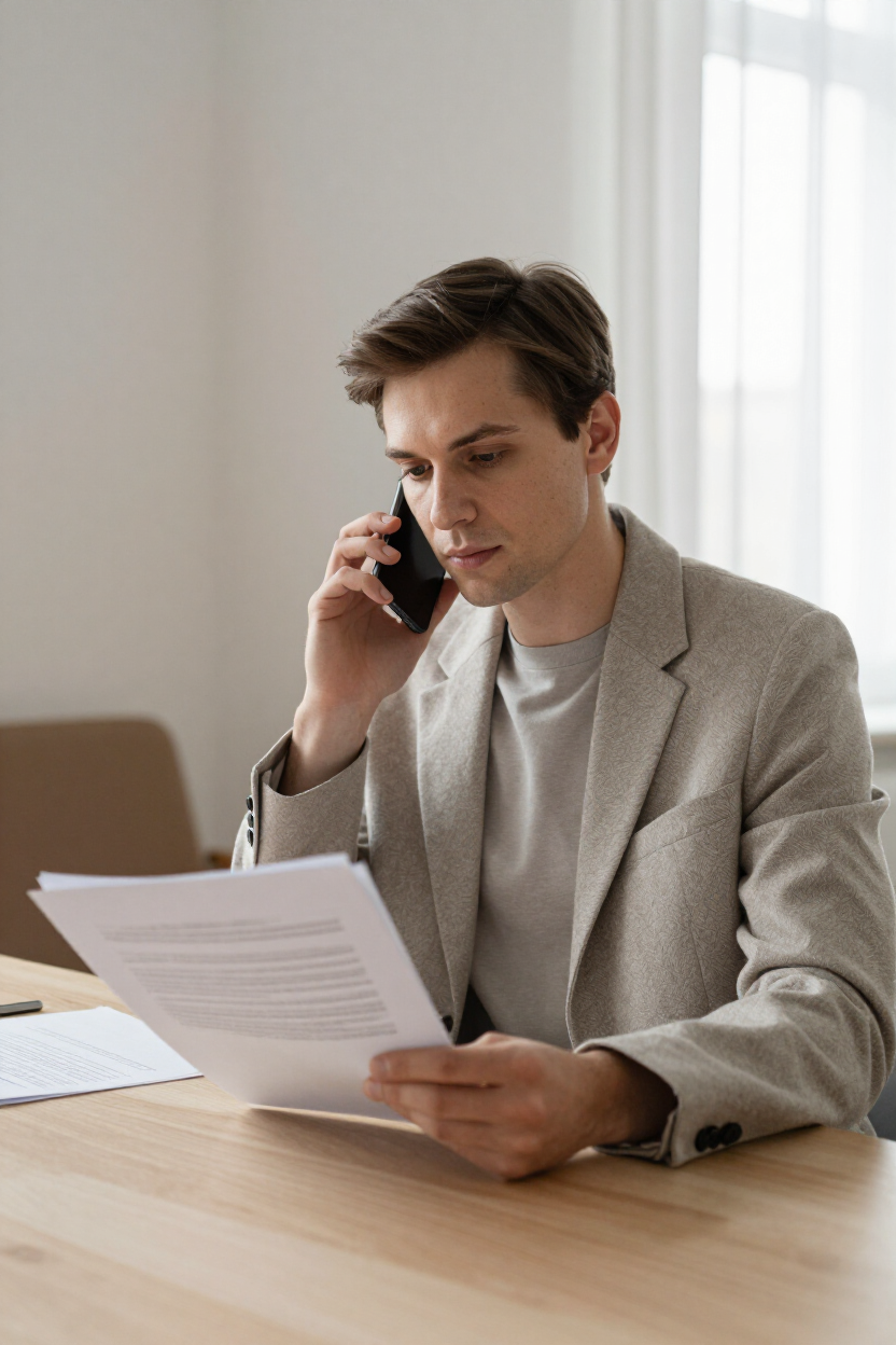 Professional communicating in a calm office setting